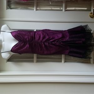 NWT Betsey Johnson Short Mermaid Lace Purple Dress with Black Lace - Size 2